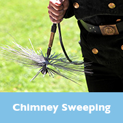 chimney sweeping graphic man holding chimney cleaning tool